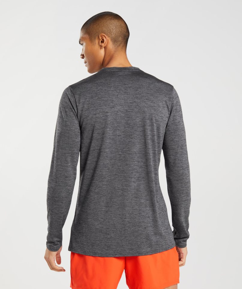 Men's Gymshark Arrival Long Sleeve T-Shirts Dark Grey | CA 50D1A6